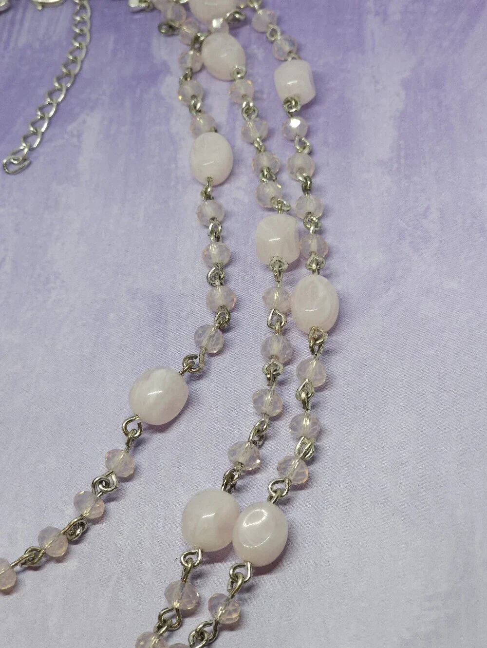 Talbots NWT Multi-Strand Statement Necklace Pink & Silver Tone